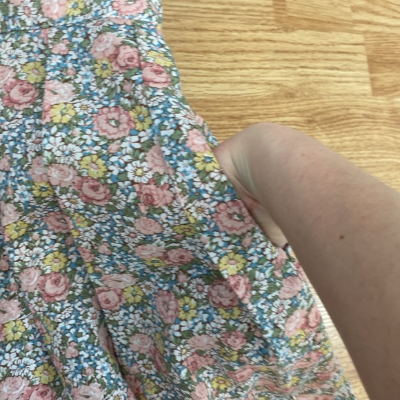 Vintage Floral Midi Pleated Skirt Button-up Closure - Picture 9 of 11